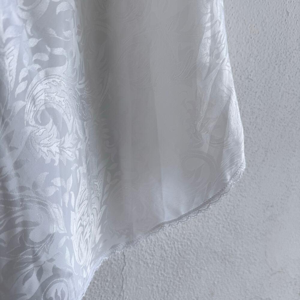 Vtg 90s Slip Dress White Jacquard Bridal Lingerie Romantic Lace Coquette Women S - Picture 5 of 8